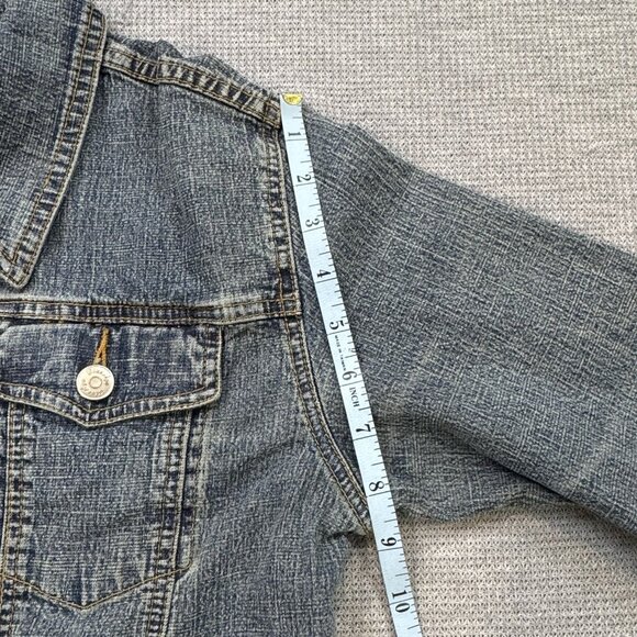Blue Age Womens Denim Jean Jacket Faded Blue Button Front Pockets Size Medium - Picture 13 of 14